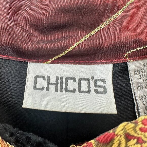 Chico's Vintage Patchwork Orange Red Cottagecore Ecclectic Art to Wear Size Med - Picture 9 of 9